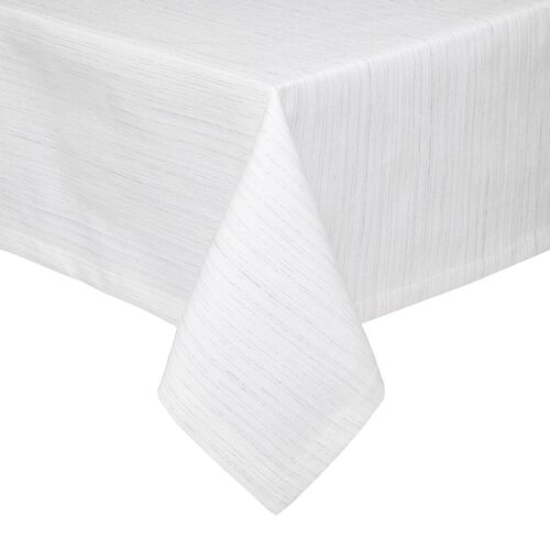 Vail Tablecloth, White with Silver Lines 1 Vail Tablecloth, White with Silver Lines