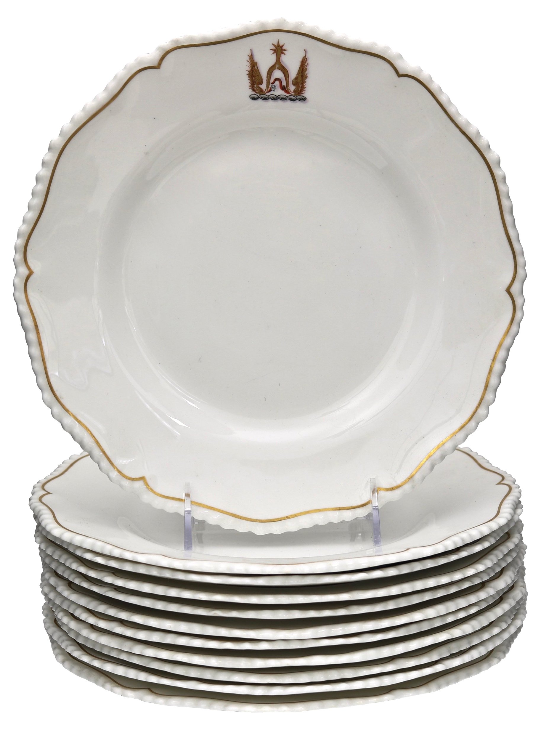 Antique Worcester Crested Plates S/12 1 Antique Worcester Crested Plates S/12