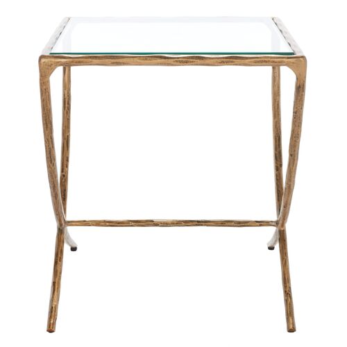 Lorian Square Metal Accent Table, Brass 3 Lorian Square Metal Accent Table, Brass