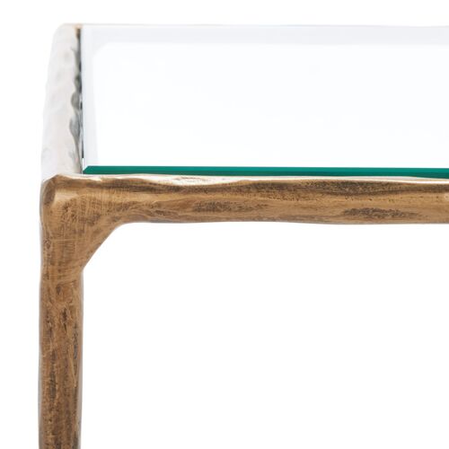 Lorian Square Metal Accent Table, Brass 4 Lorian Square Metal Accent Table, Brass