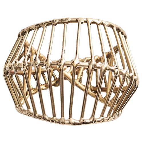 S/4 Cage Napkin Rings, Gold 1 S/4 Cage Napkin Rings, Gold
