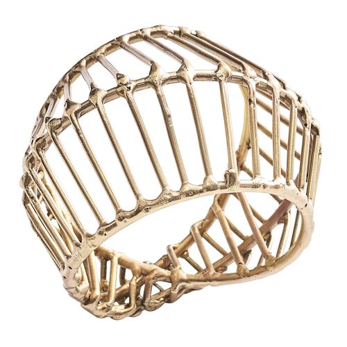 S/4 Cage Napkin Rings, Gold 2 S/4 Cage Napkin Rings, Gold
