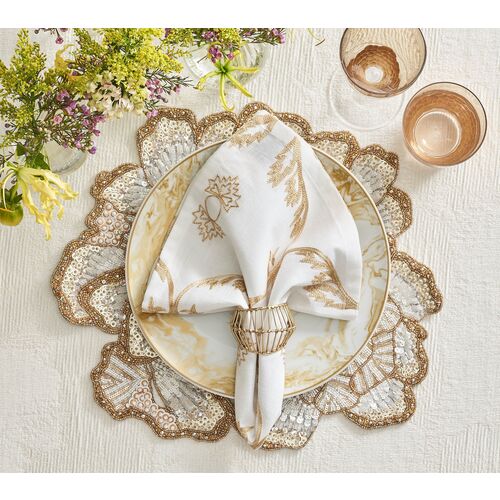 S/4 Cage Napkin Rings, Gold 3 S/4 Cage Napkin Rings, Gold