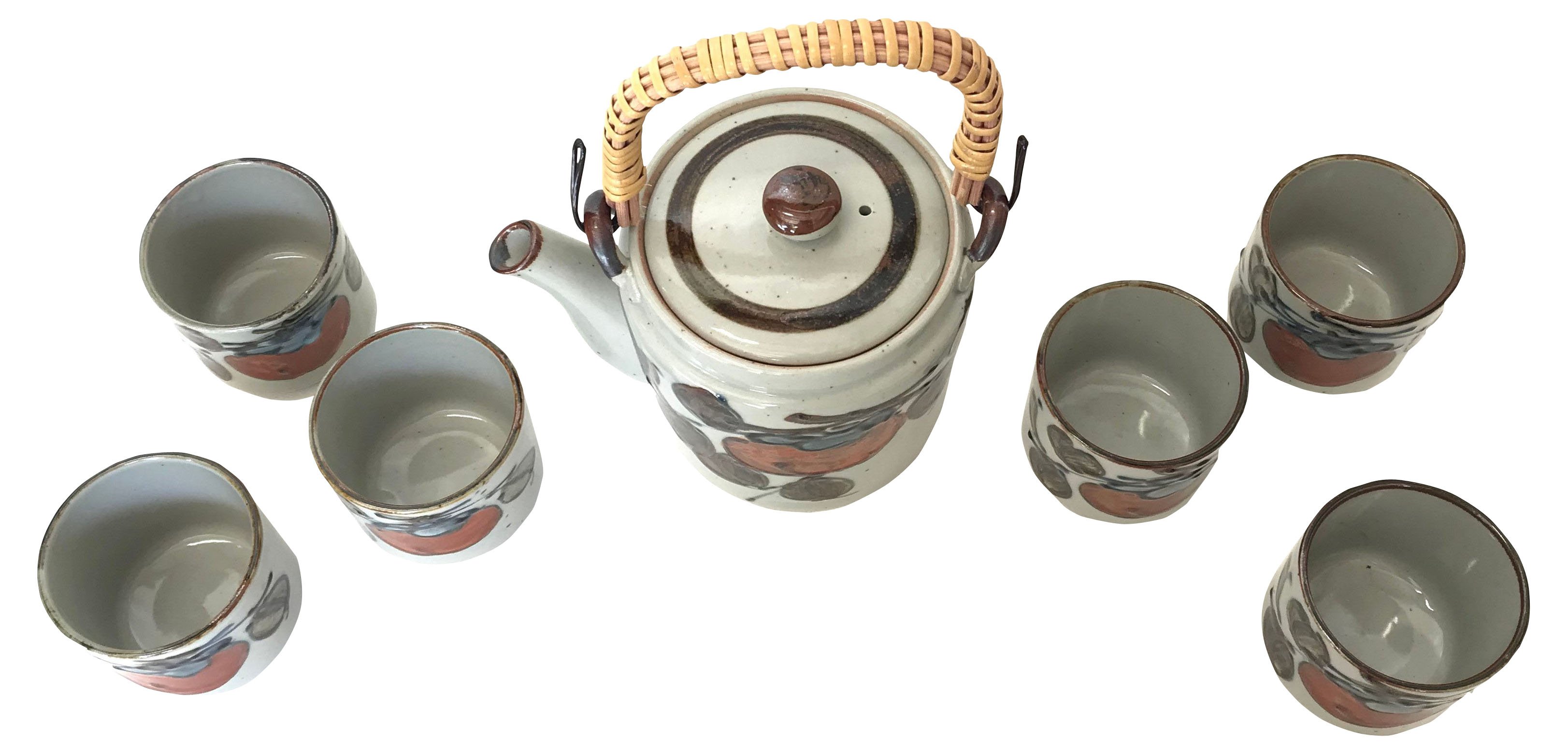 1970s Hand-Thrown Stoneware Tea Set, S/7 2 1970s Hand-Thrown Stoneware Tea Set, S/7