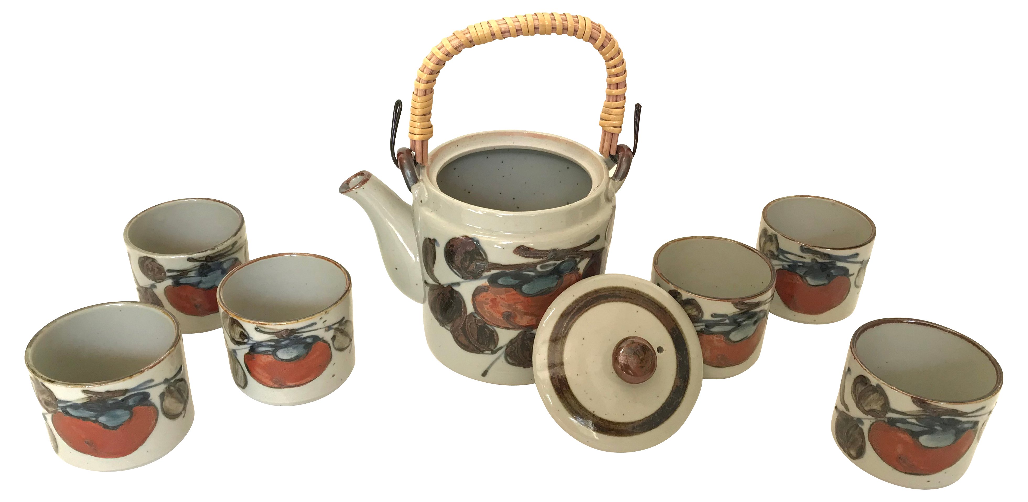 1970s Hand-Thrown Stoneware Tea Set, S/7 4 1970s Hand-Thrown Stoneware Tea Set, S/7