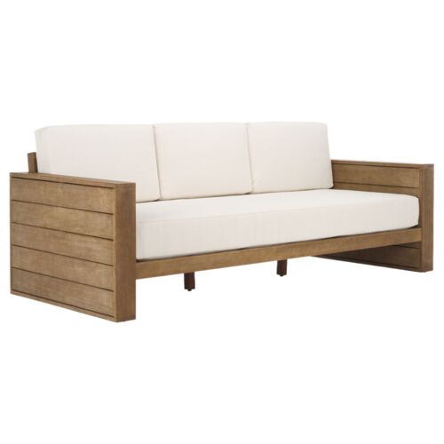 Hale Outdoor Eucalyptus Patio Sofa, Natural/Beige