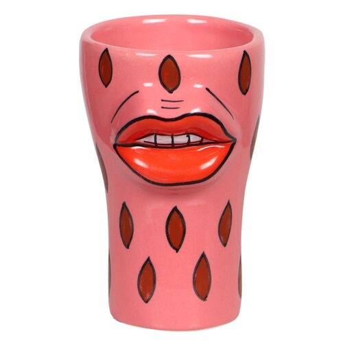 S/4 Eva Sultry Ceramic Glasses, Pink/Red 1 S/4 Eva Sultry Ceramic Glasses, Pink/Red