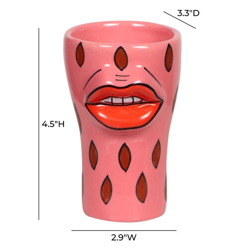 S/4 Eva Sultry Ceramic Glasses, Pink/Red 3 S/4 Eva Sultry Ceramic Glasses, Pink/Red