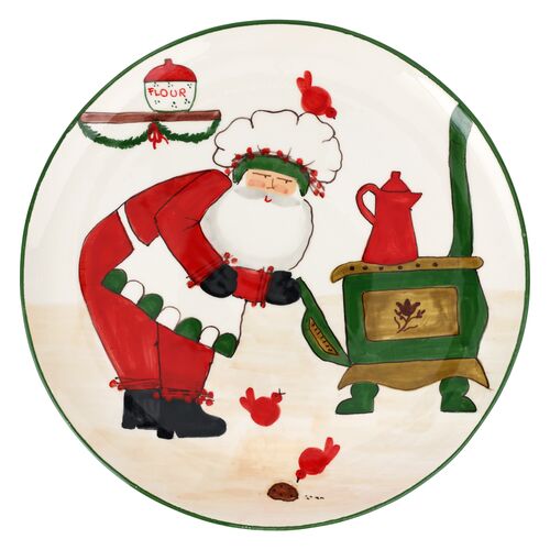 Old St. Nick Large Round Platter with Oven, Red 1 Old St. Nick Large Round Platter with Oven, Red