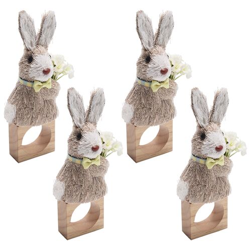 S/4 Easter Bunny Napkin Rings, Multi 1 S/4 Easter Bunny Napkin Rings, Multi