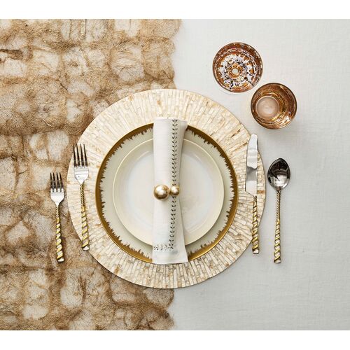 S/4 Herringbone Napkins, White, Gold & Silver 7 S/4 Herringbone Napkins, White, Gold & Silver