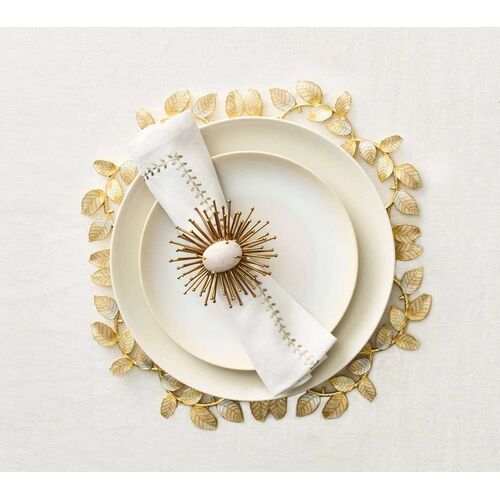 S/4 Herringbone Napkins, White, Gold & Silver 8 S/4 Herringbone Napkins, White, Gold & Silver