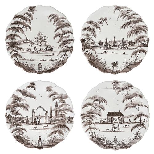 S/4 Country Estate Party Plates, Flint Grey