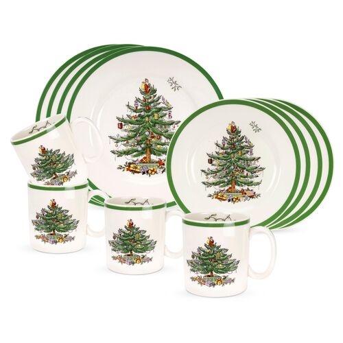 Spode Christmas Tree 12 Piece Dinnerware Set