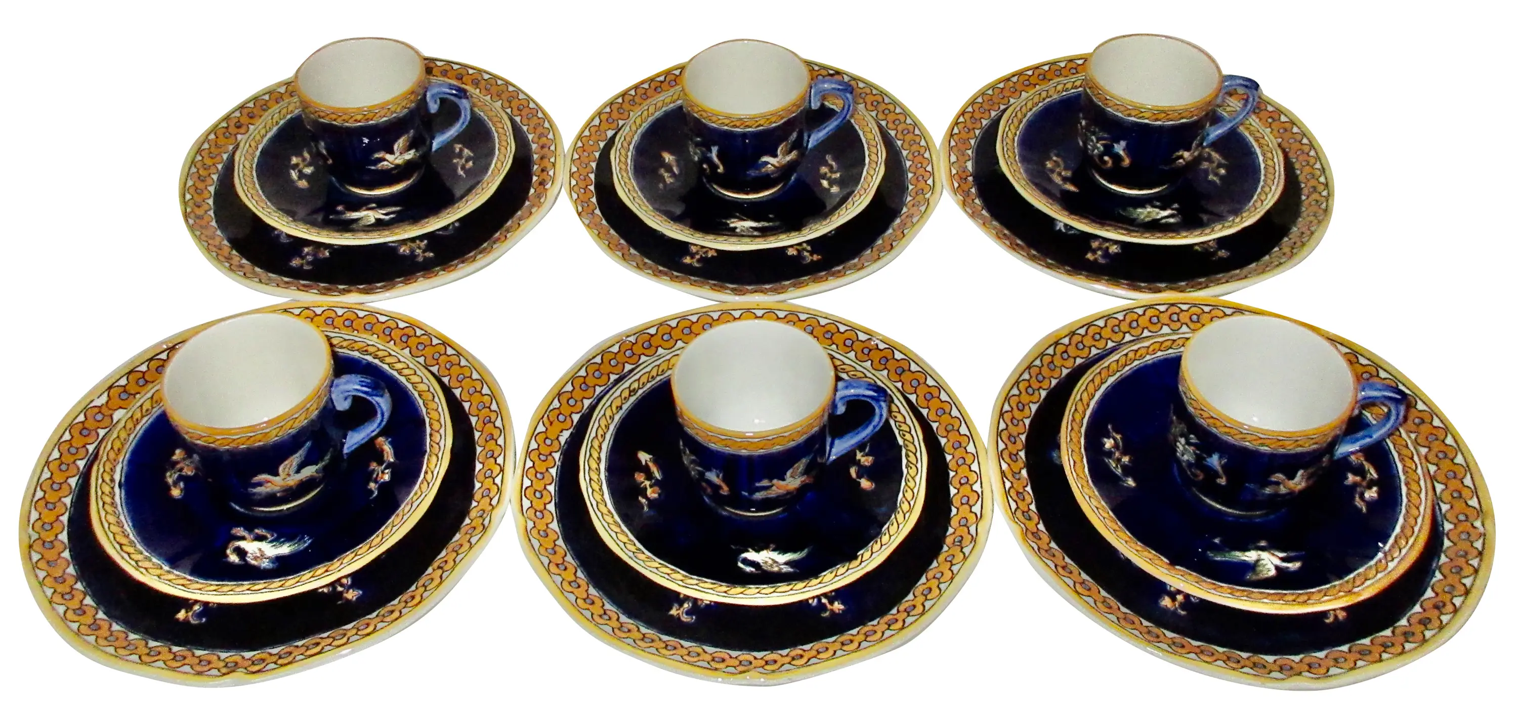 Gien French Faience Dessert Set for 6