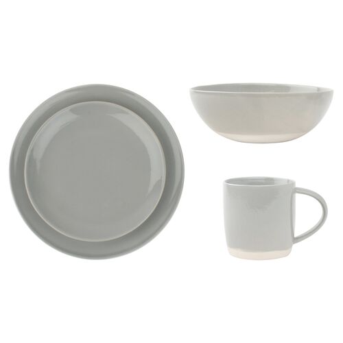 4-Pc Shell Bisque Place Setting, Gray