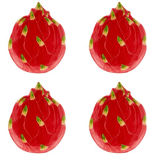 S/4 Tropical Fruits Pitaya Dessert Plates, Multi 1 S/4 Tropical Fruits Pitaya Dessert Plates, Multi