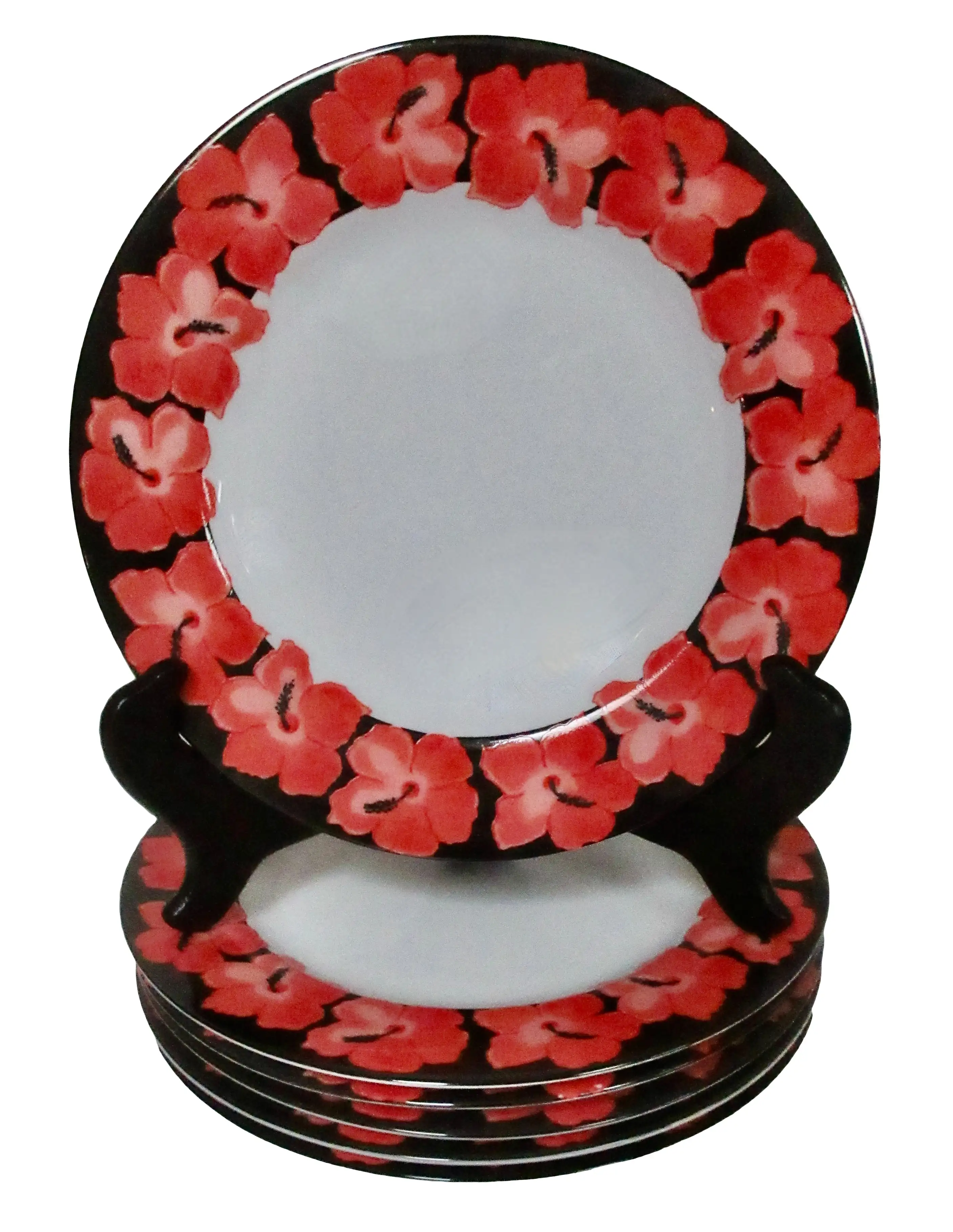 Taitu Porcelain Hibiscus Plates Set of 6