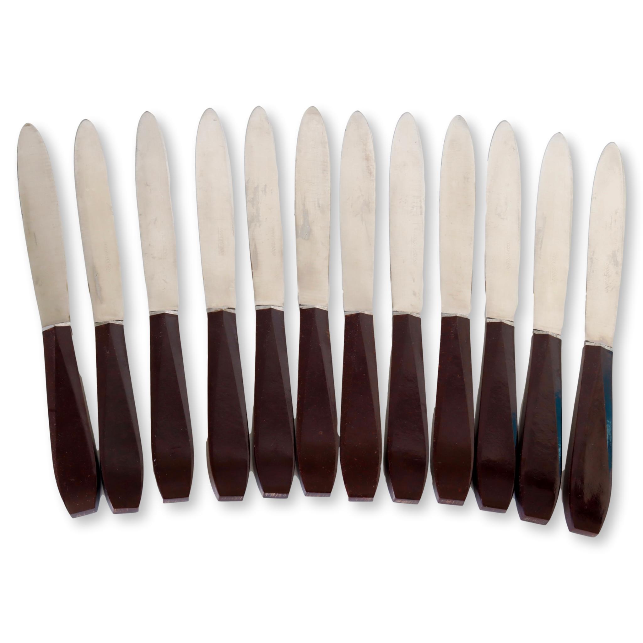 Midcentury Bakelite Handled Knives, S/12