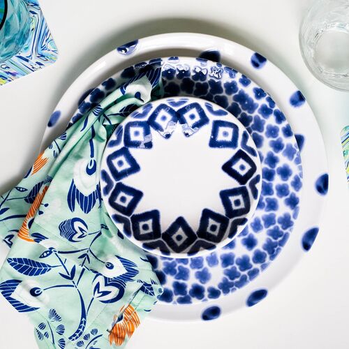 Santorini Diamond Condiment Bowl, Blue/White 3 Santorini Diamond Condiment Bowl, Blue/White
