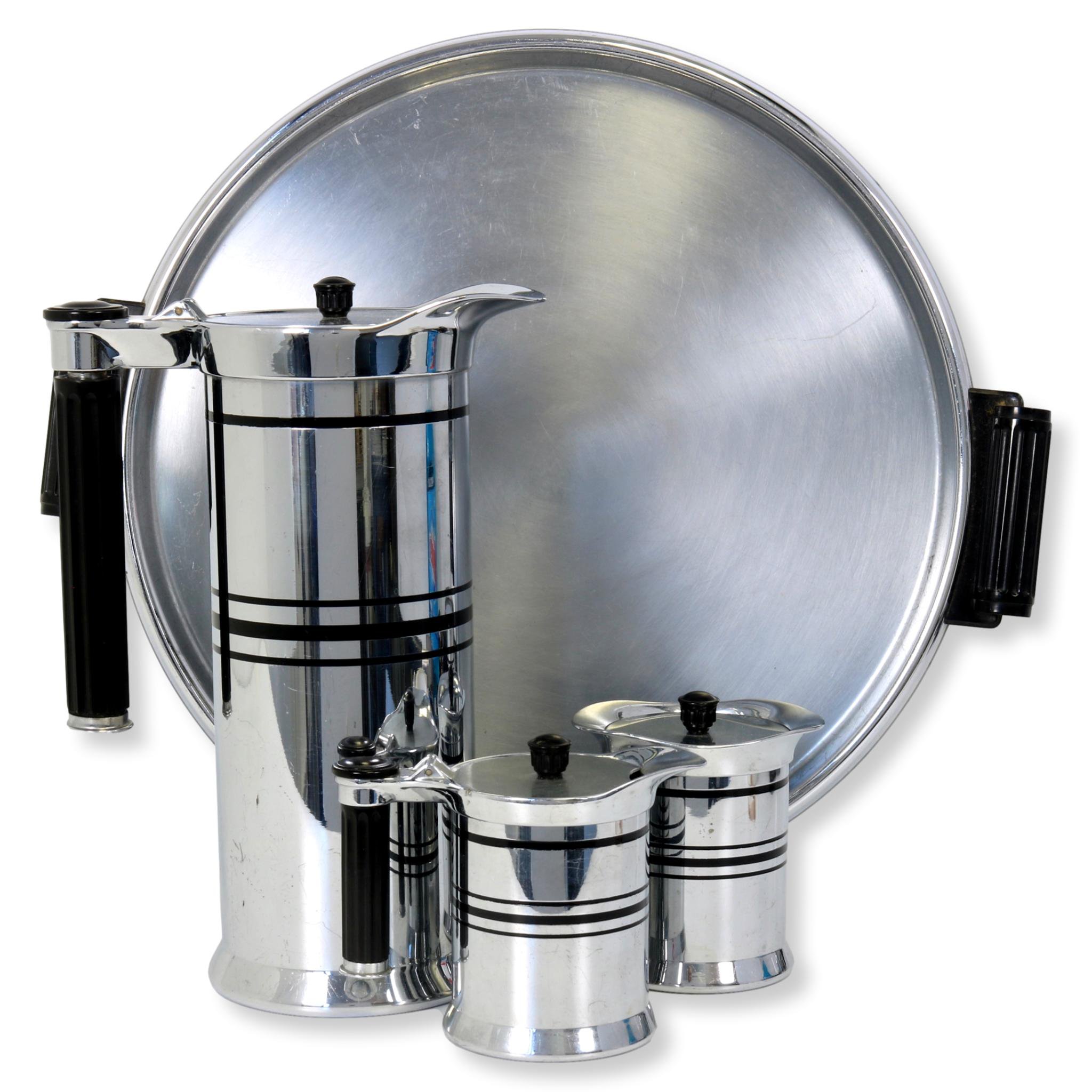 Midcentury Chrome & Bakelite Coffee Set 4 Midcentury Chrome & Bakelite Coffee Set
