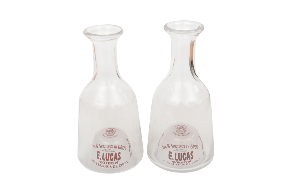 French Bistro Glass Carafes - a Pair 1 French Bistro Glass Carafes - a Pair