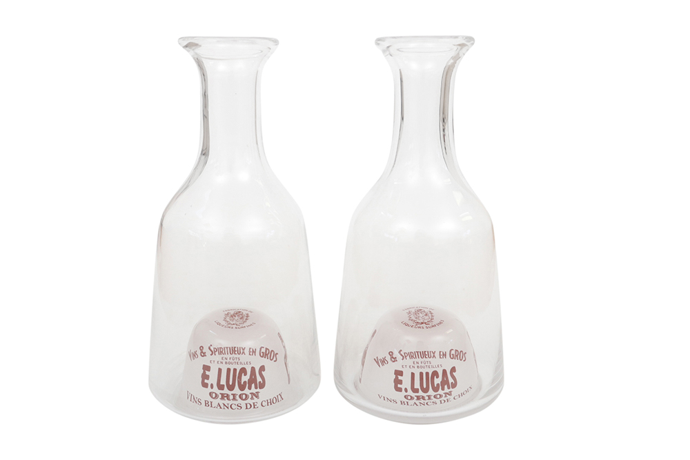 French Bistro Glass Carafes - a Pair 2 French Bistro Glass Carafes - a Pair