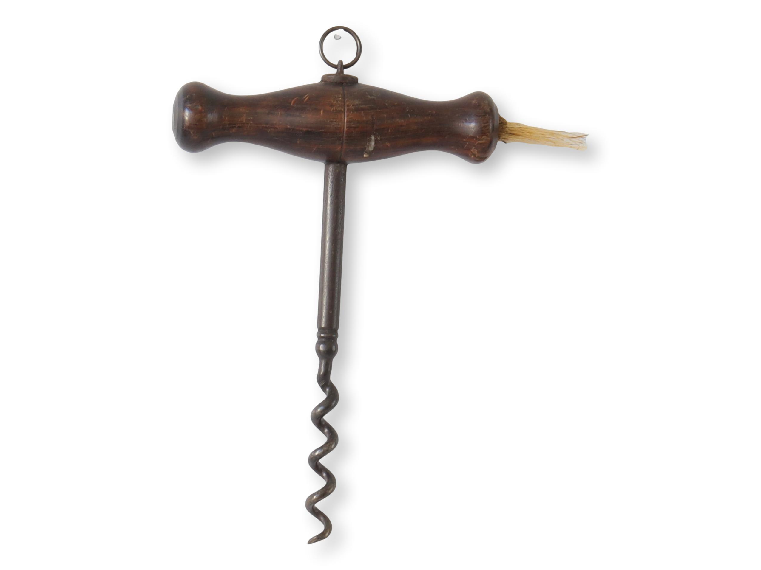 19th-C. English Corkscrew w/ Brush 1 19th-C. English Corkscrew w/ Brush