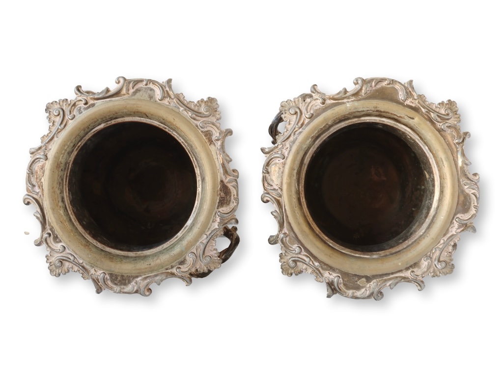 Antique Champagne Buckets w/Crest, Pair 7 Antique Champagne Buckets w/Crest, Pair