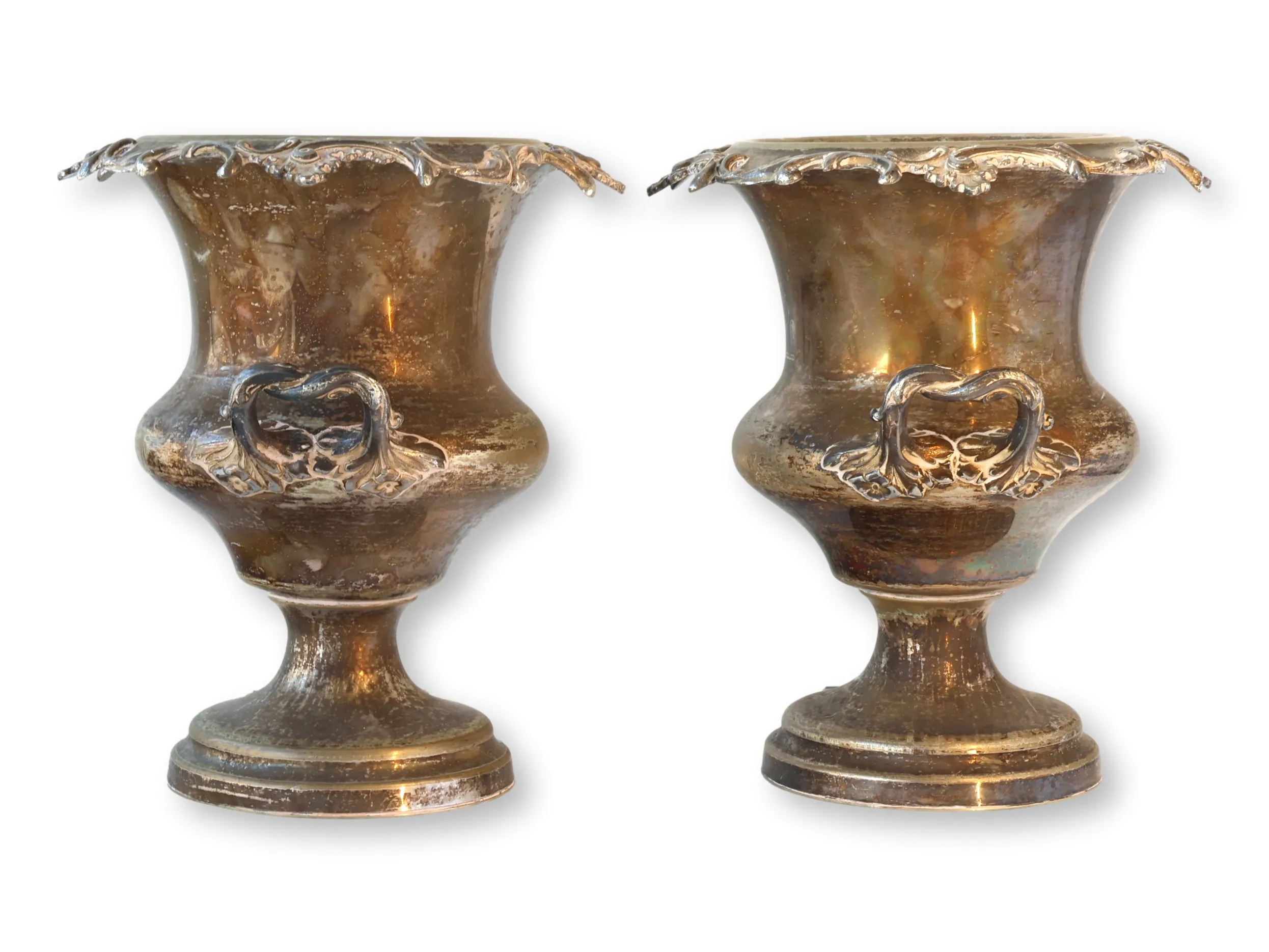 Antique Champagne Buckets w/Crest, Pair 8 Antique Champagne Buckets w/Crest, Pair