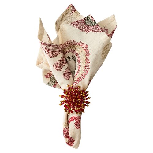 S/4 Brilliant Napkin Rings, Red 2 S/4 Brilliant Napkin Rings, Red