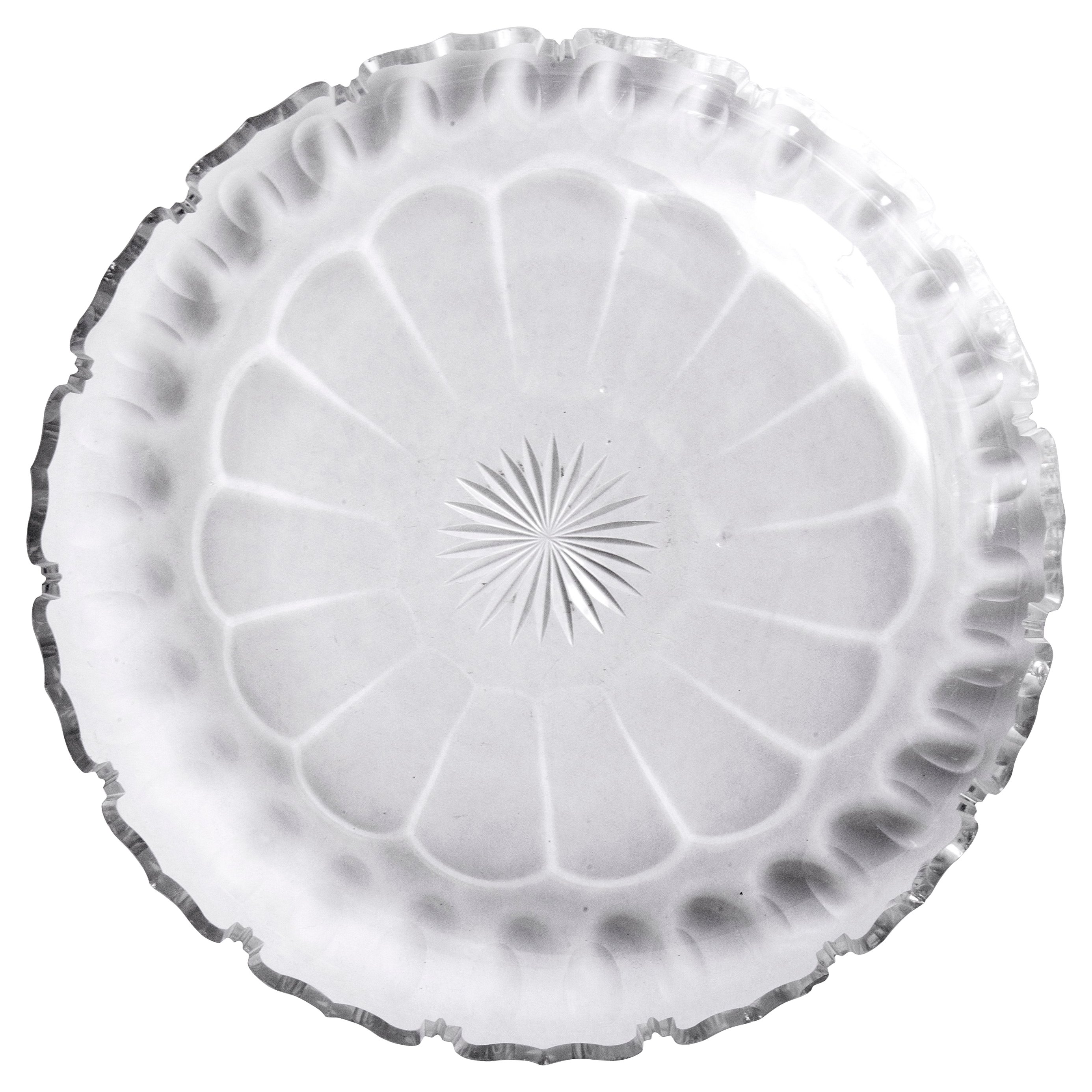 Scalloped Edged Cut Crystal Round Dish 1 Scalloped Edged Cut Crystal Round Dish