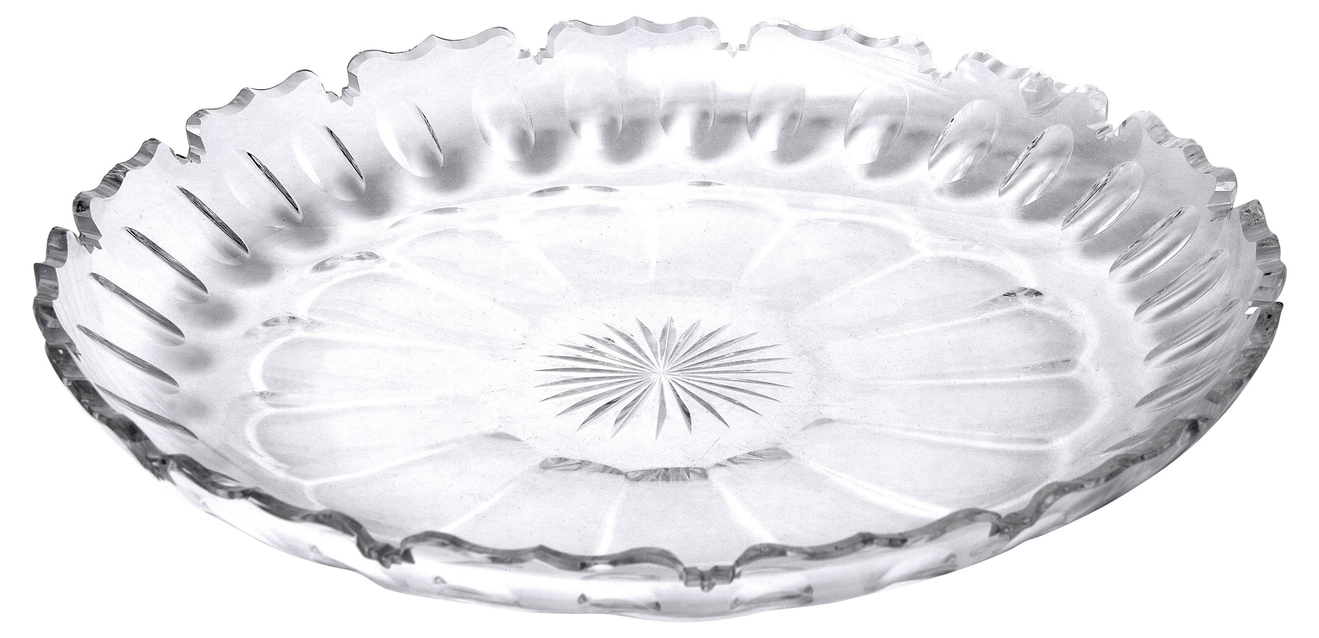 Scalloped Edged Cut Crystal Round Dish 2 Scalloped Edged Cut Crystal Round Dish
