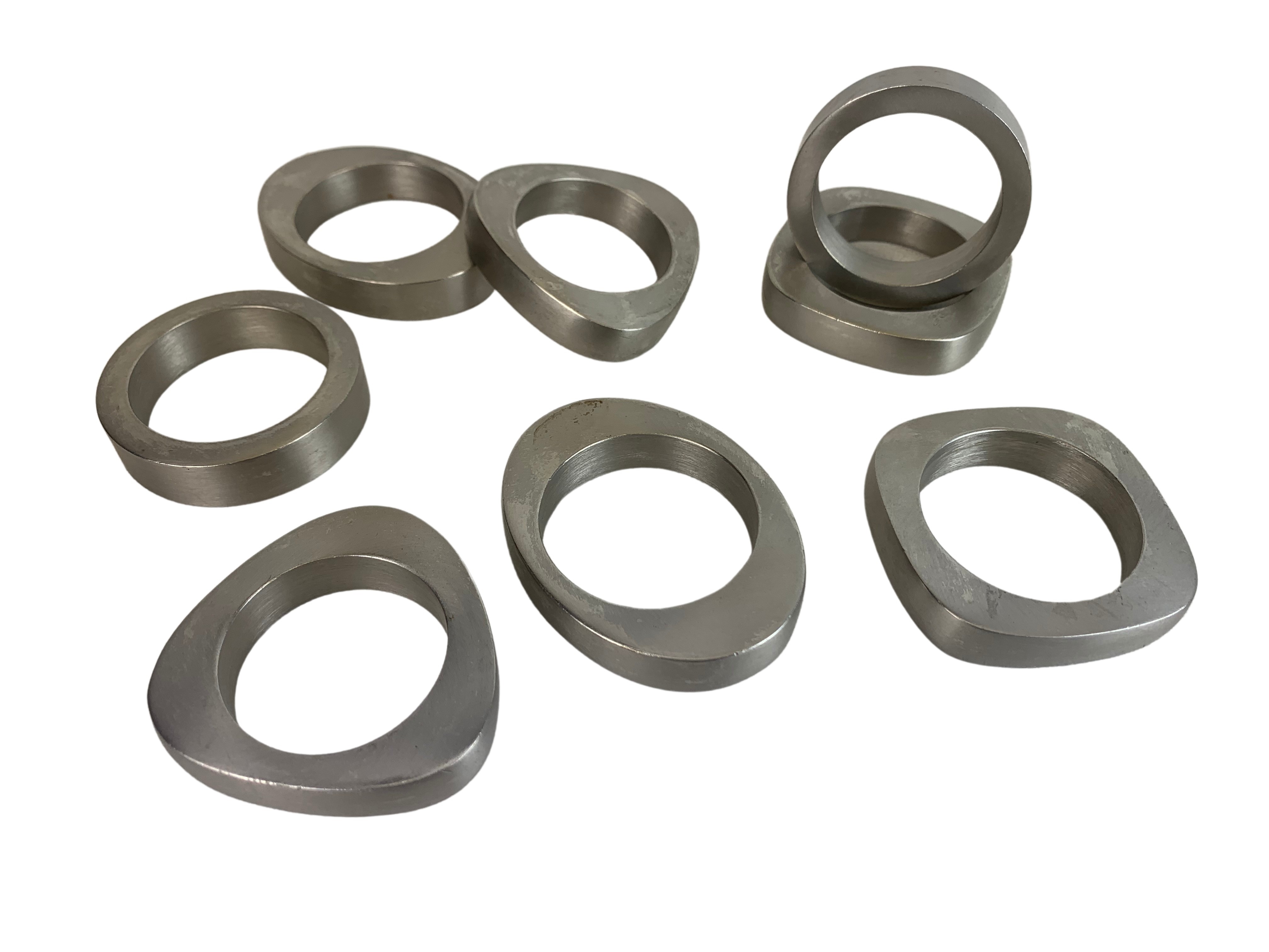 Modernist Pewter Napkin Rings, S/3 1 Modernist Pewter Napkin Rings, S/3