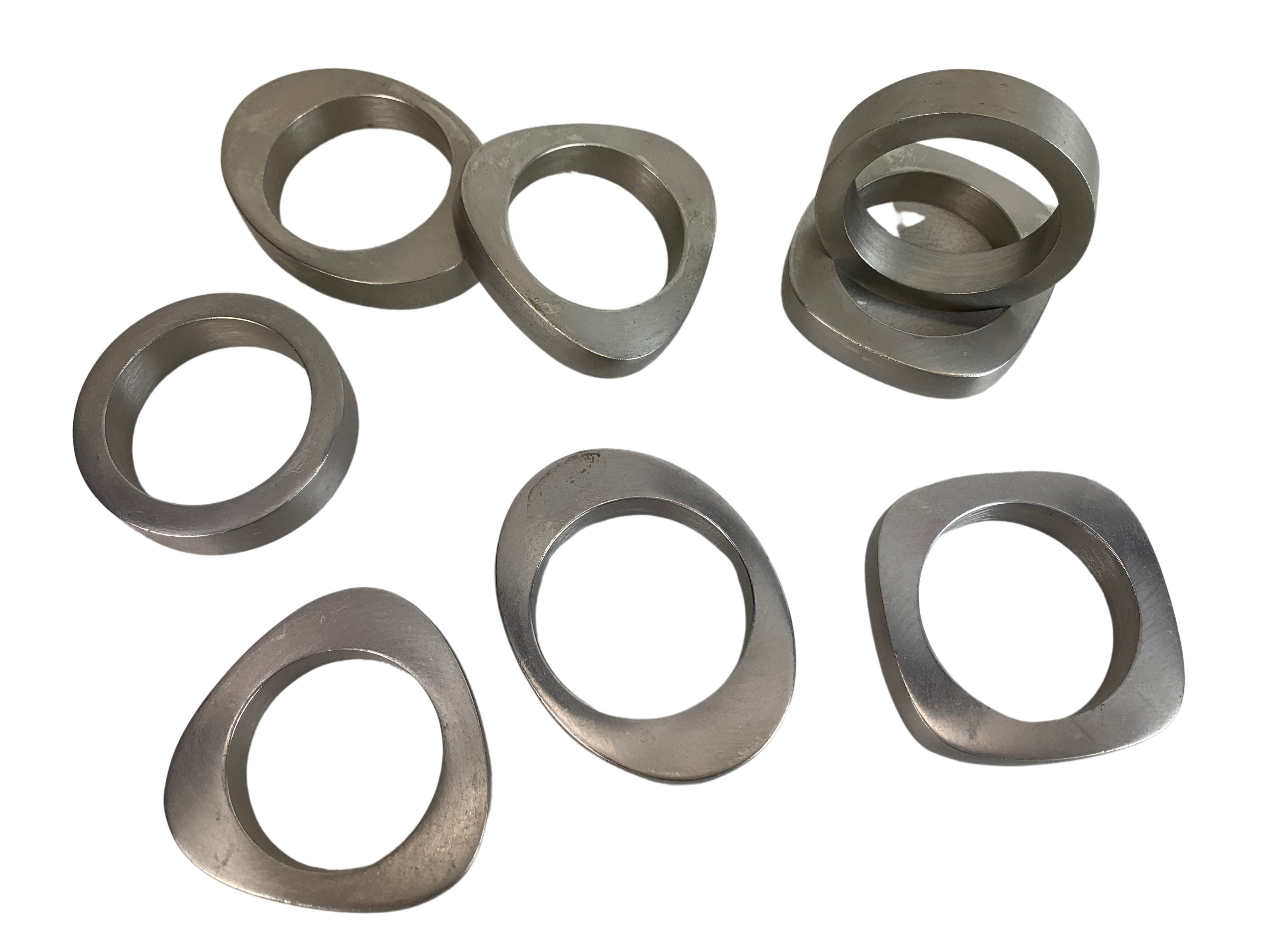 Modernist Pewter Napkin Rings, S/3 3 Modernist Pewter Napkin Rings, S/3