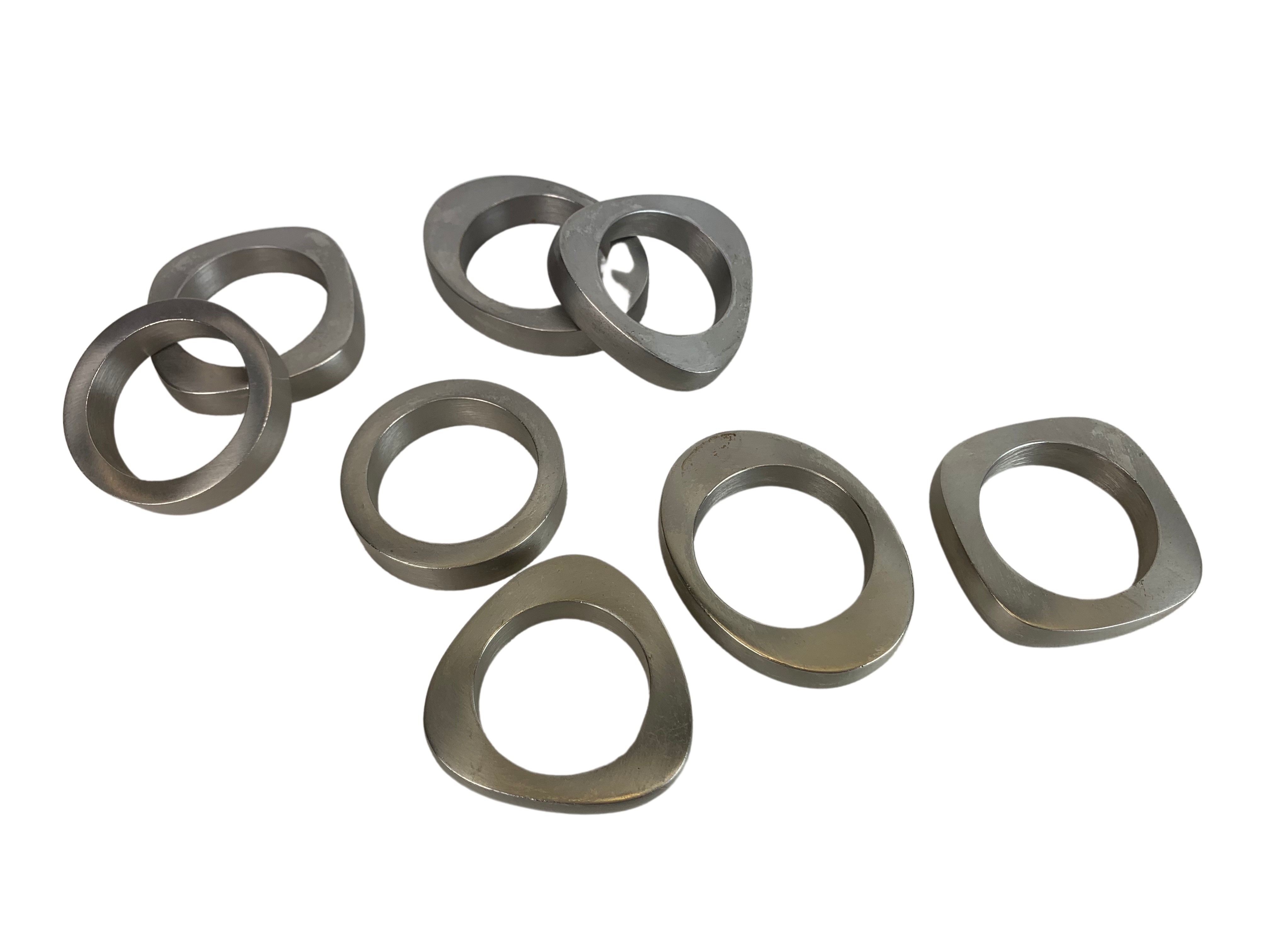 Modernist Pewter Napkin Rings, S/3 4 Modernist Pewter Napkin Rings, S/3