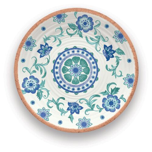 Claudia Floral Round Platter, Turquoise