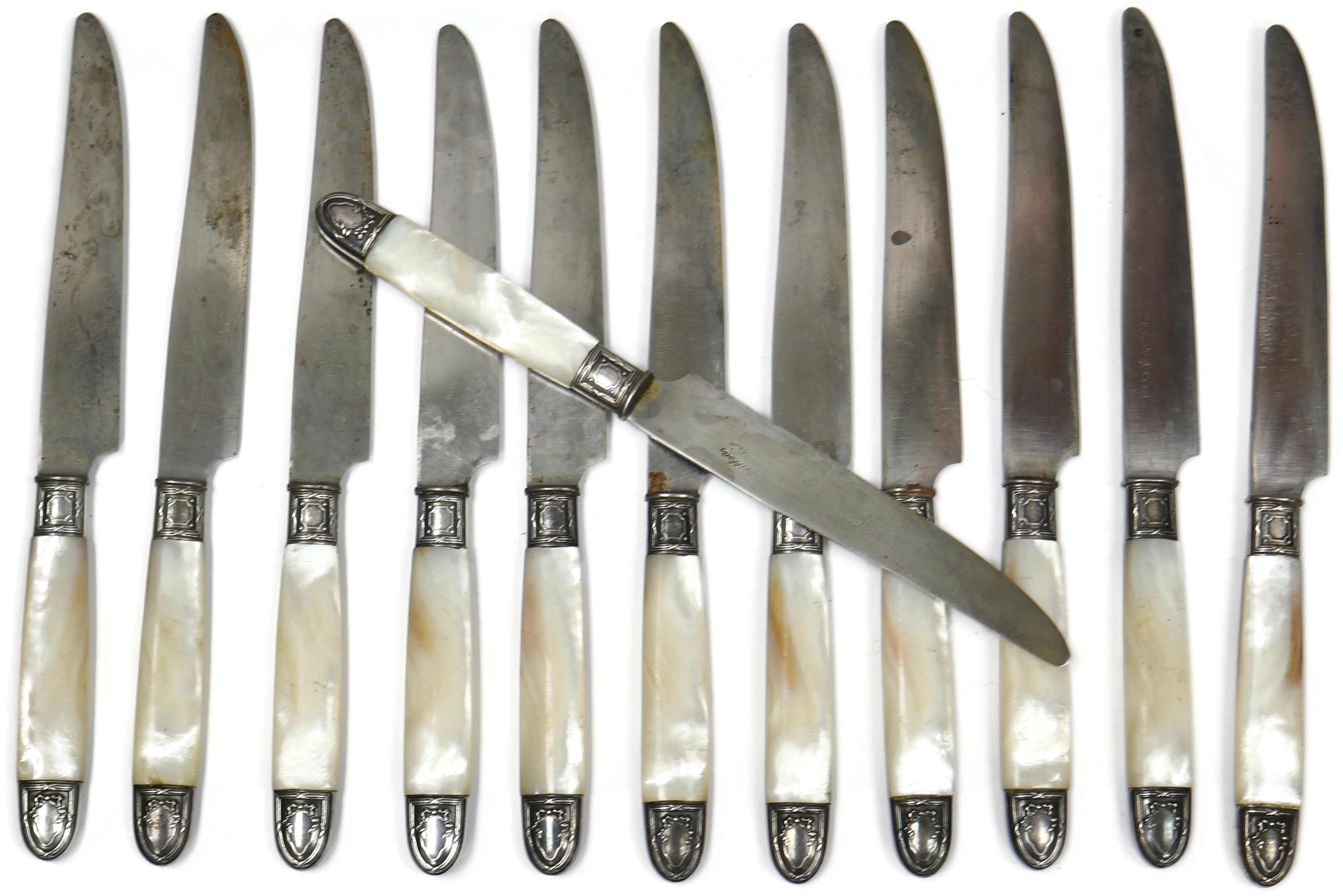 19th-C. French Pearl Dinner Knives, S/12