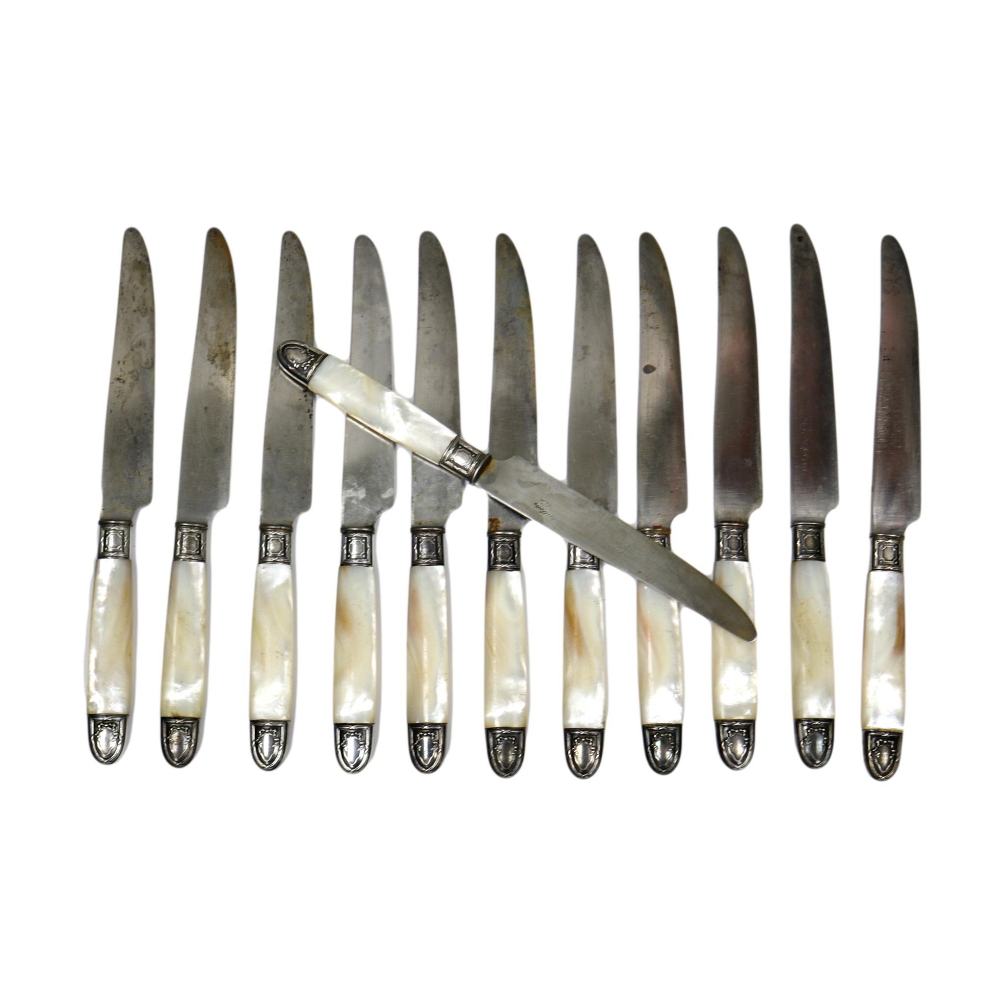 19th-C. French Pearl Dinner Knives, S/12 5 19th-C. French Pearl Dinner Knives, S/12