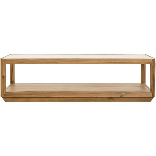 Xylara Rectangle Acacia/Glass Coffee Table, Natural 1 Xylara Rectangle Acacia/Glass Coffee Table, Natural
