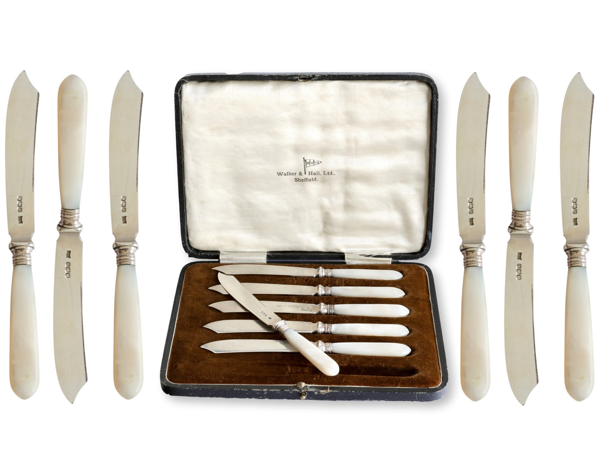 Walker & Hall Sterling & Pearl Knives 1 Walker & Hall Sterling & Pearl Knives