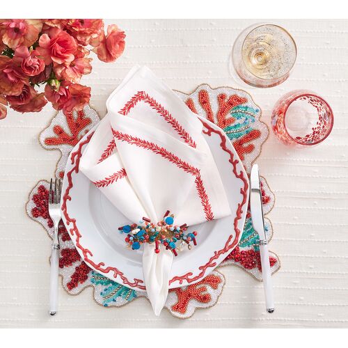 S/2 Coral Spray Placemats 2 S/2 Coral Spray Placemats