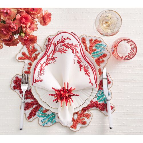 S/2 Coral Spray Placemats 3 S/2 Coral Spray Placemats
