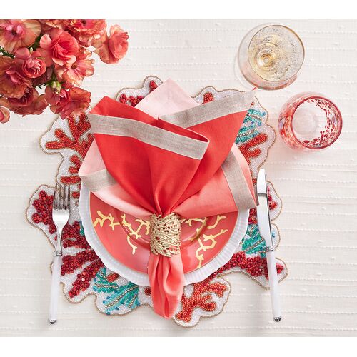 S/2 Coral Spray Placemats 4 S/2 Coral Spray Placemats