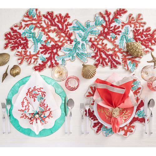 S/2 Coral Spray Placemats 5 S/2 Coral Spray Placemats