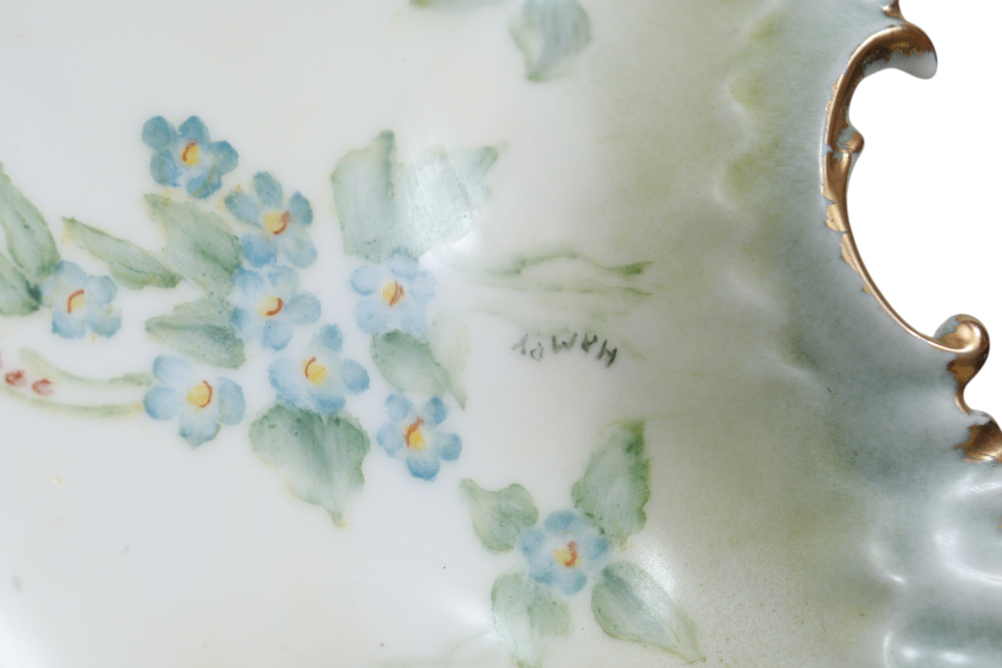 Hand-Painted Rocaille Ceramic Dish 3 Hand-Painted Rocaille Ceramic Dish