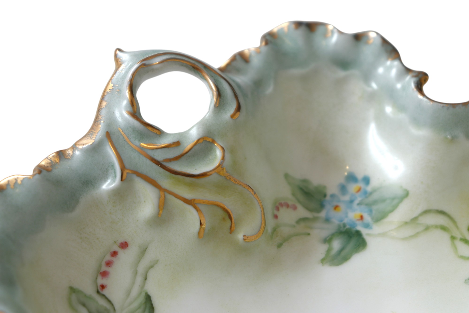 Hand-Painted Rocaille Ceramic Dish 6 Hand-Painted Rocaille Ceramic Dish