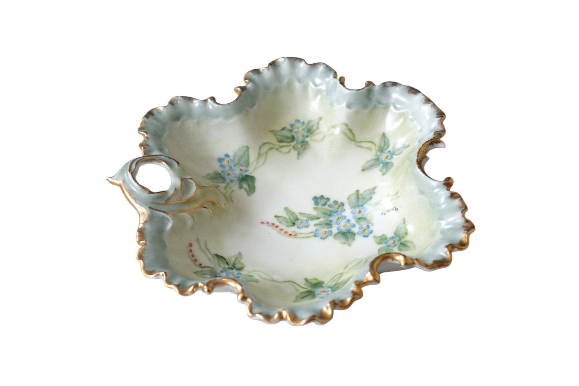 Hand-Painted Rocaille Ceramic Dish 7 Hand-Painted Rocaille Ceramic Dish