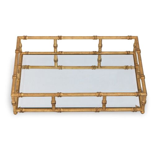 24" Doheny Tray, Gold/Mirror 1 24" Doheny Tray, Gold/Mirror