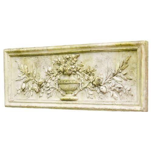 34" Relief Rose Urn, White Moss 1 34" Relief Rose Urn, White Moss